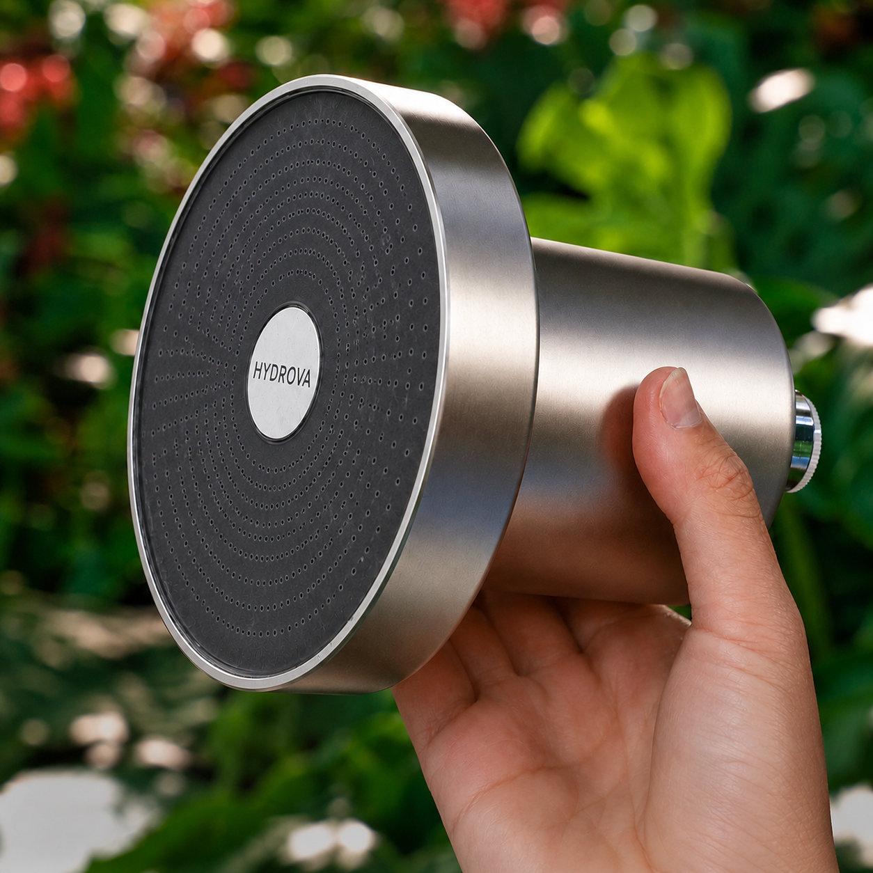 Hydrova filtered showerhead held in hand